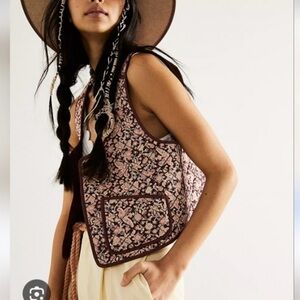 Free People Burgundy Floral Vest